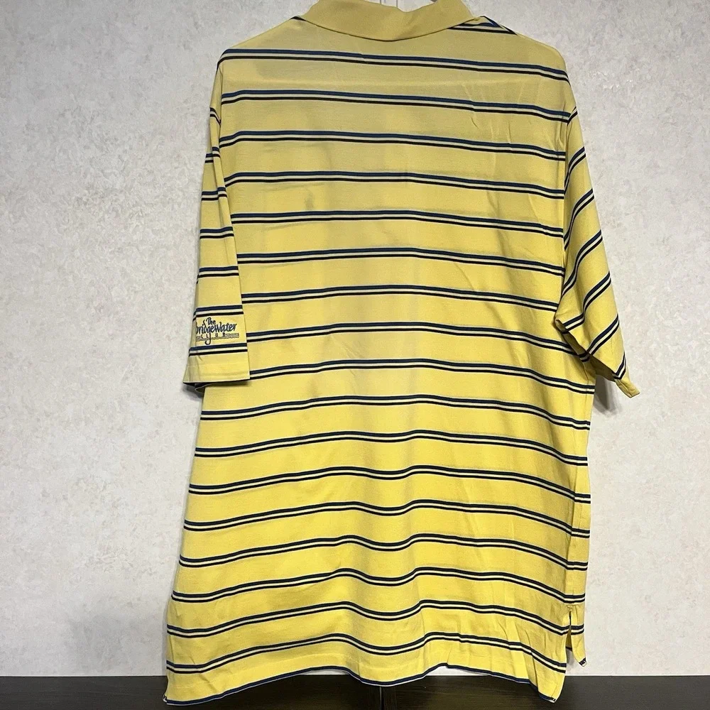 Polo Ralph Lauren Polo Golf Shirt Men XL Yellow Short Sleeve Blue‎ Striped
